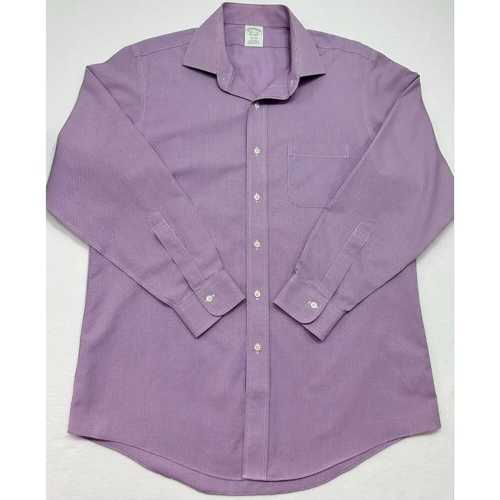Brooks Brothers Milano Purple Supima Cotton Slim Fit Dress Shirt 16.5 33